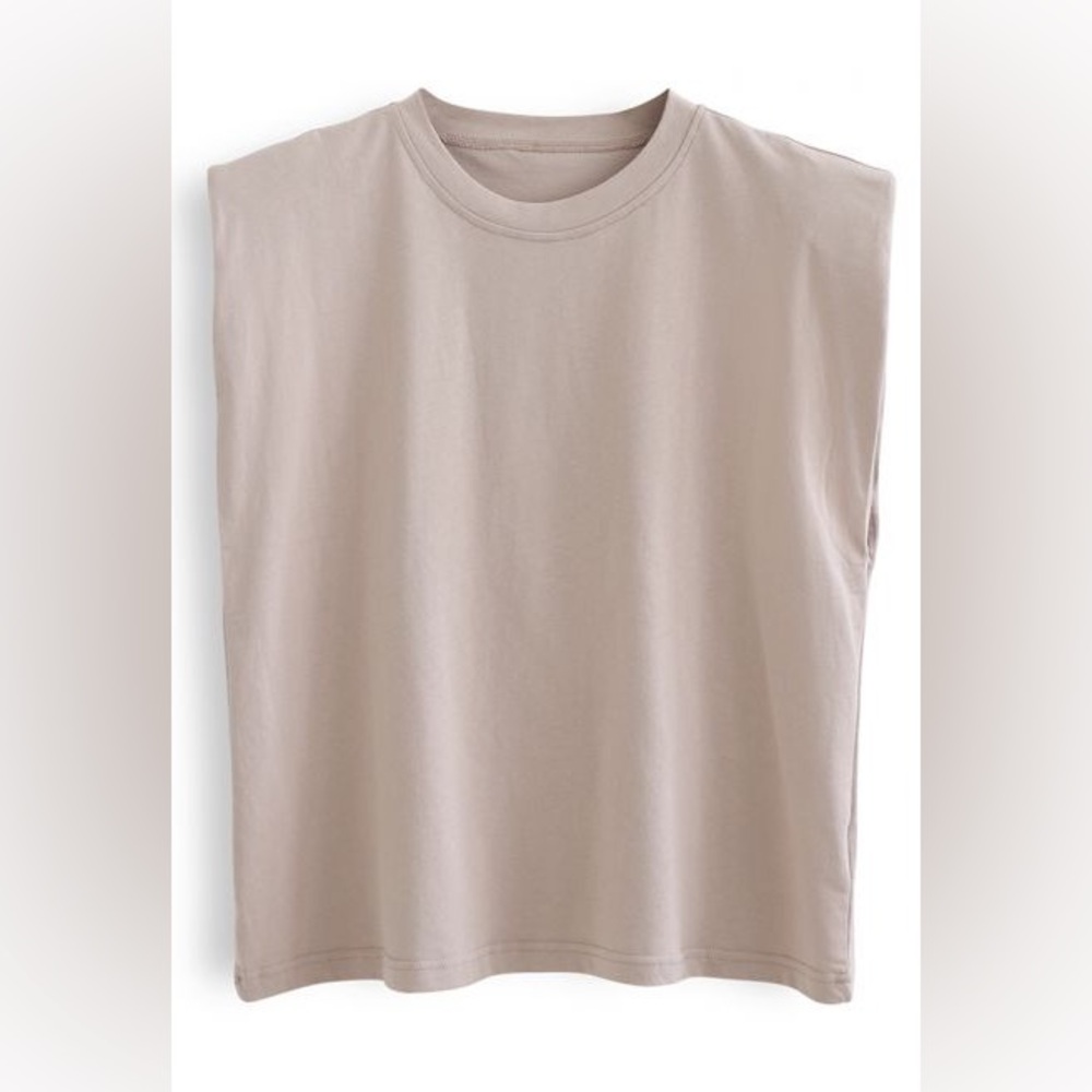Tahari Taupe Muscle Tee